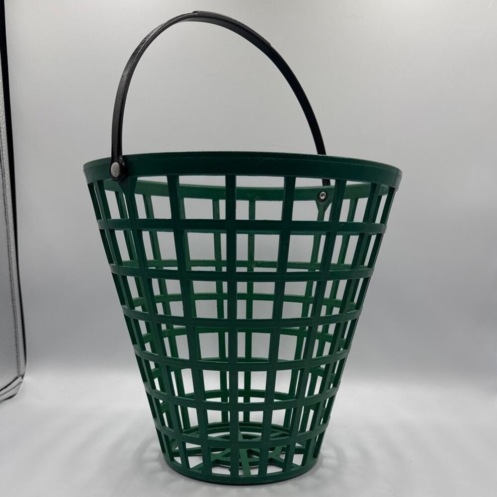 Unbranded Large Plastic Golf Driving Range Ball Basket Green with Black Handle